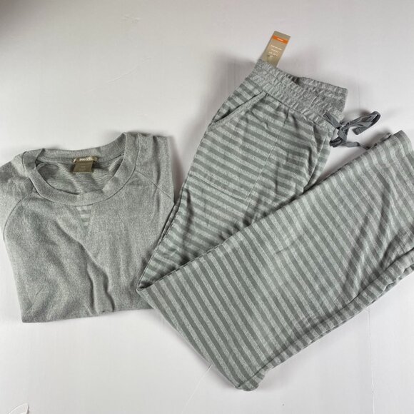 Ink + Ivy 2 piece loungewear set size L soft and lightweight light gray stripe - Picture 1 of 7